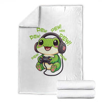 Funny Frog Playing Video Game Gift Throw Blanket - Wonder Print Shop