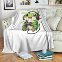 Funny Frog Playing Video Game Gift Throw Blanket - Wonder Print Shop
