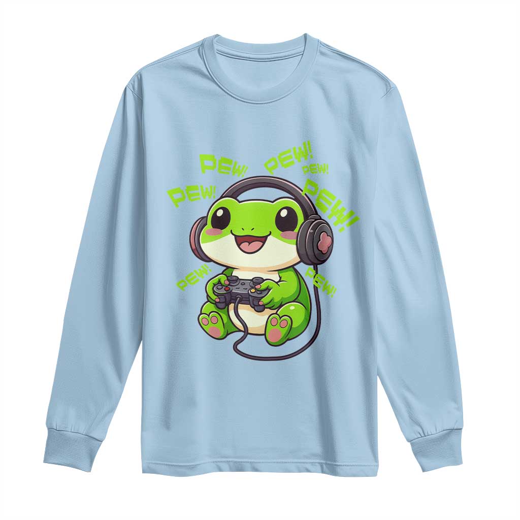 Funny Frog Playing Video Game Gift Long Sleeve Shirt - Wonder Print Shop
