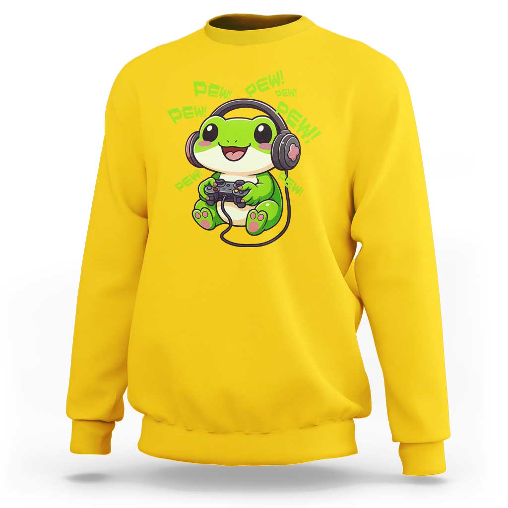 Funny Frog Playing Video Game Gift Sweatshirt - Wonder Print Shop