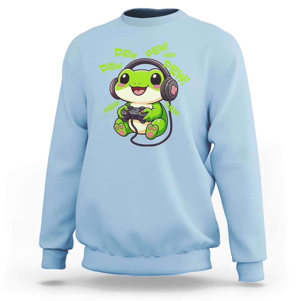 Funny Frog Playing Video Game Gift Sweatshirt - Wonder Print Shop