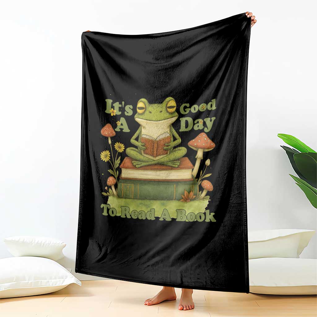 It Is A Good Day To Read A Book Throw Blanket Funny Frog Reading - Wonder Print Shop