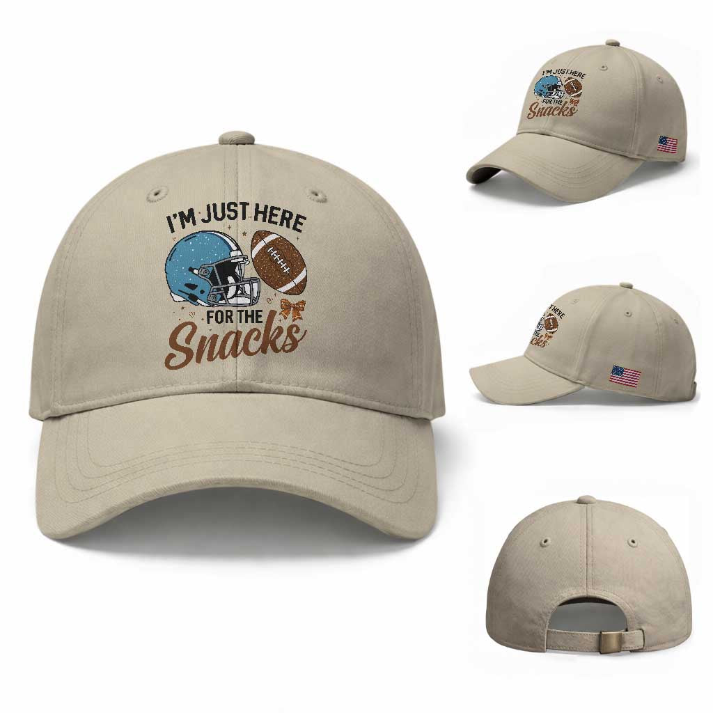 Im Just Here For The Snacks Baseball Cap Bow Football Lover