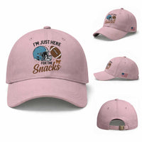 Im Just Here For The Snacks Baseball Cap Bow Football Lover