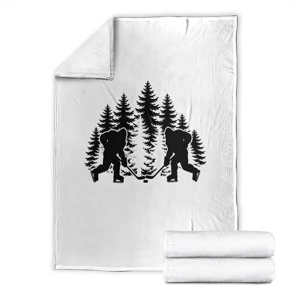 Funny Bigfoot Playing Ice Hockey Throw Blanket Cryptid Lover Gift - Wonder Print Shop