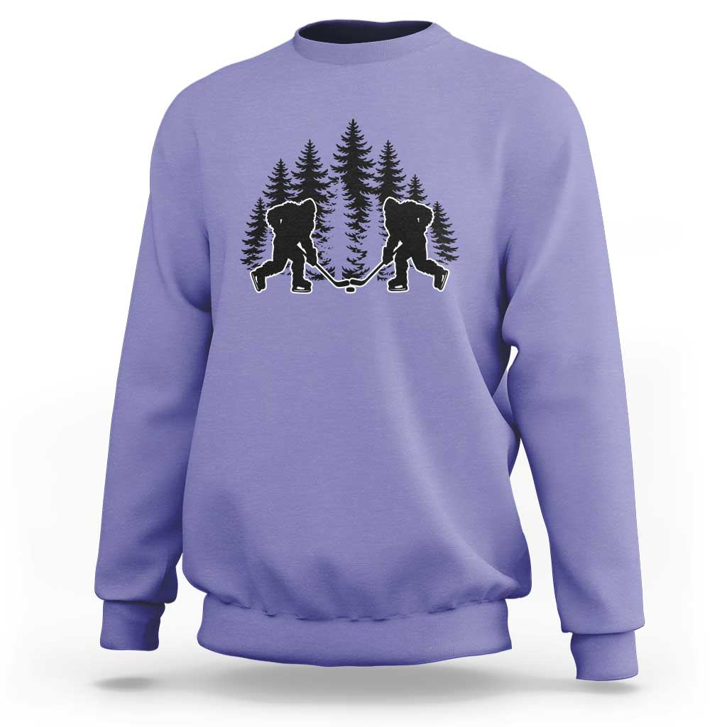 Funny Bigfoot Playing Ice Hockey Sweatshirt Cryptid Lover Gift - Wonder Print Shop