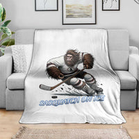 Sasquatch On Ice Throw Blanket Funny Bigfoot Hockey Player Gift - Wonder Print Shop
