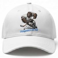 Sasquatch On Ice Baseball Cap Funny Bigfoot Hockey Player Gift