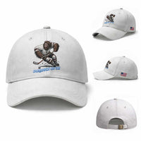 Sasquatch On Ice Baseball Cap Funny Bigfoot Hockey Player Gift
