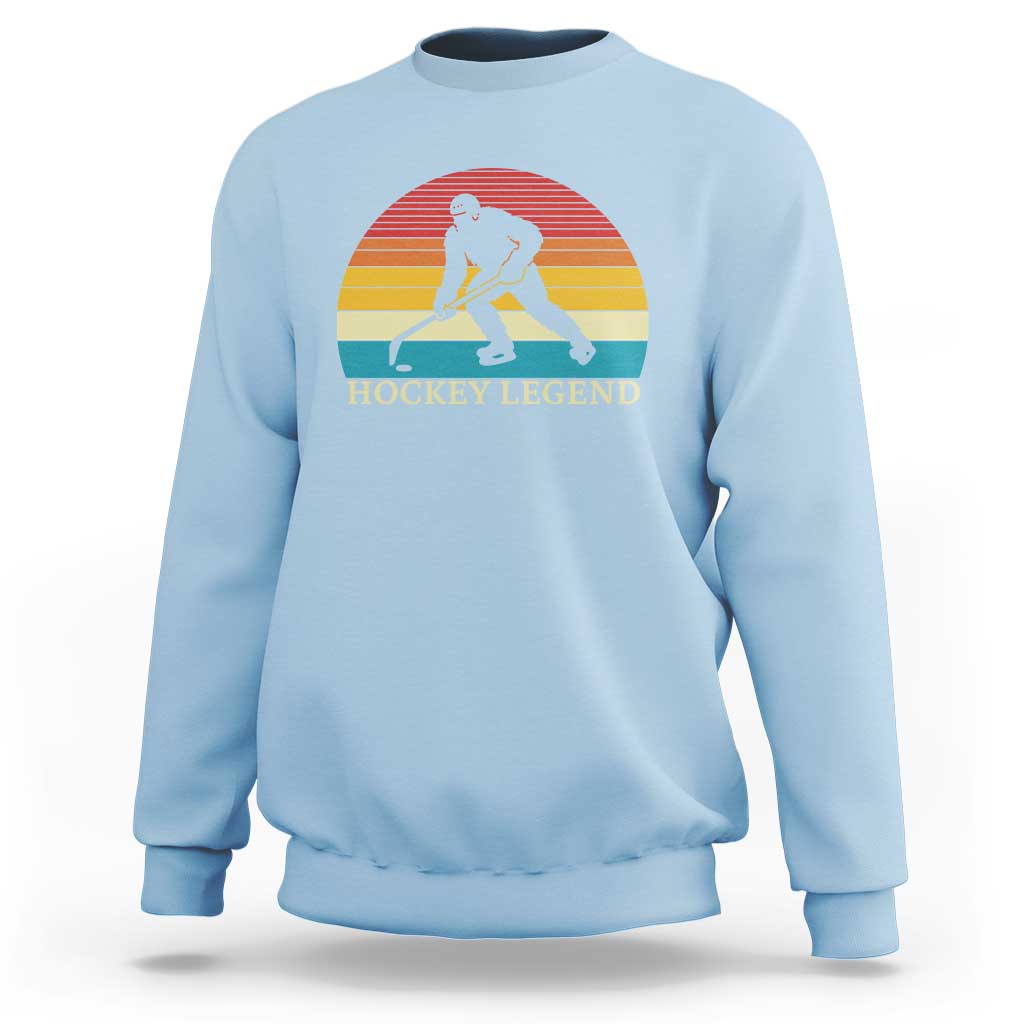 Bigfoot Hockey Legend Sweatshirt Retro Sasquatch Cryptid Player Gift - Wonder Print Shop
