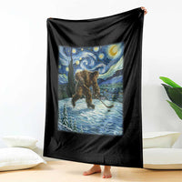 Cryptid Hockey Bigfoot Starry Night Inspired Funny Gift Throw Blanket - Wonder Print Shop