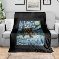 Cryptid Hockey Bigfoot Starry Night Inspired Funny Gift Throw Blanket - Wonder Print Shop