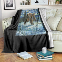 Cryptid Hockey Bigfoot Starry Night Inspired Funny Gift Throw Blanket - Wonder Print Shop