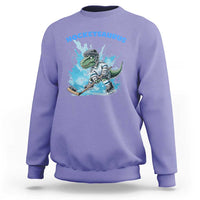 Hockeysaurus Sweatshirt Funny Dinosaur Playing Ice Hockey Gift - Wonder Print Shop