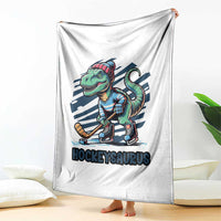 Funny Dinosaur Playing Ice Hockey Throw Blanket Hockeysaurus Gift For Kids - Wonder Print Shop
