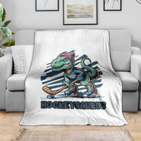 Funny Dinosaur Playing Ice Hockey Throw Blanket Hockeysaurus Gift For Kids - Wonder Print Shop