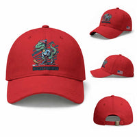 Funny Dinosaur Playing Ice Hockey Baseball Cap Hockeysaurus Gift For Kids