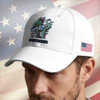 Funny Dinosaur Playing Ice Hockey Baseball Cap Hockeysaurus Gift For Kids