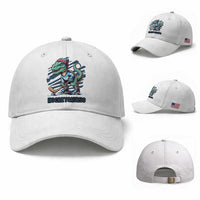 Funny Dinosaur Playing Ice Hockey Baseball Cap Hockeysaurus Gift For Kids