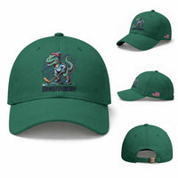 Funny Dinosaur Playing Ice Hockey Baseball Cap Hockeysaurus Gift For Kids