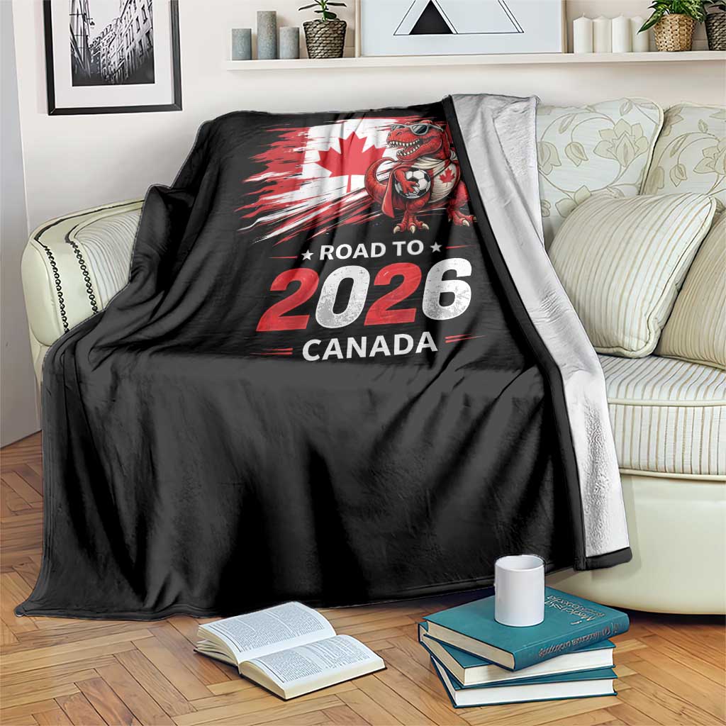 Funny Canada Soccer Dinosaur Throw Blanket Road To 2026