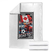 Canada Soccer Moose Throw Blanket Vintage Postal Stamp Road To 2026