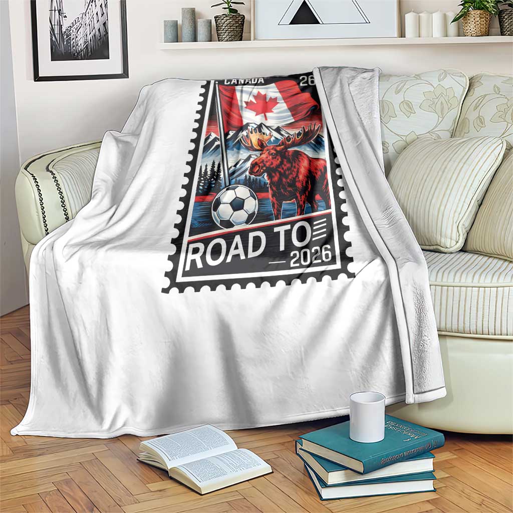 Canada Soccer Moose Throw Blanket Vintage Postal Stamp Road To 2026