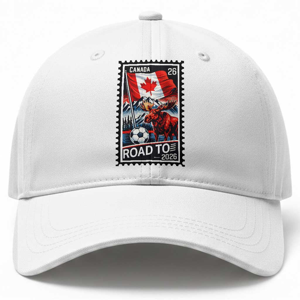Canada Soccer Moose Baseball Cap Vintage Postal Stamp Road To 2026