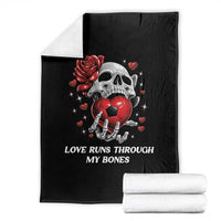 Love Runs Through My Bones Throw Blanket Funny Skeleton Soccer Gift