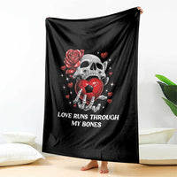 Love Runs Through My Bones Throw Blanket Funny Skeleton Soccer Gift