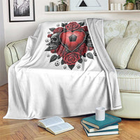 Skeleton Soccer Player Throw Blanket Valentine Day Gift