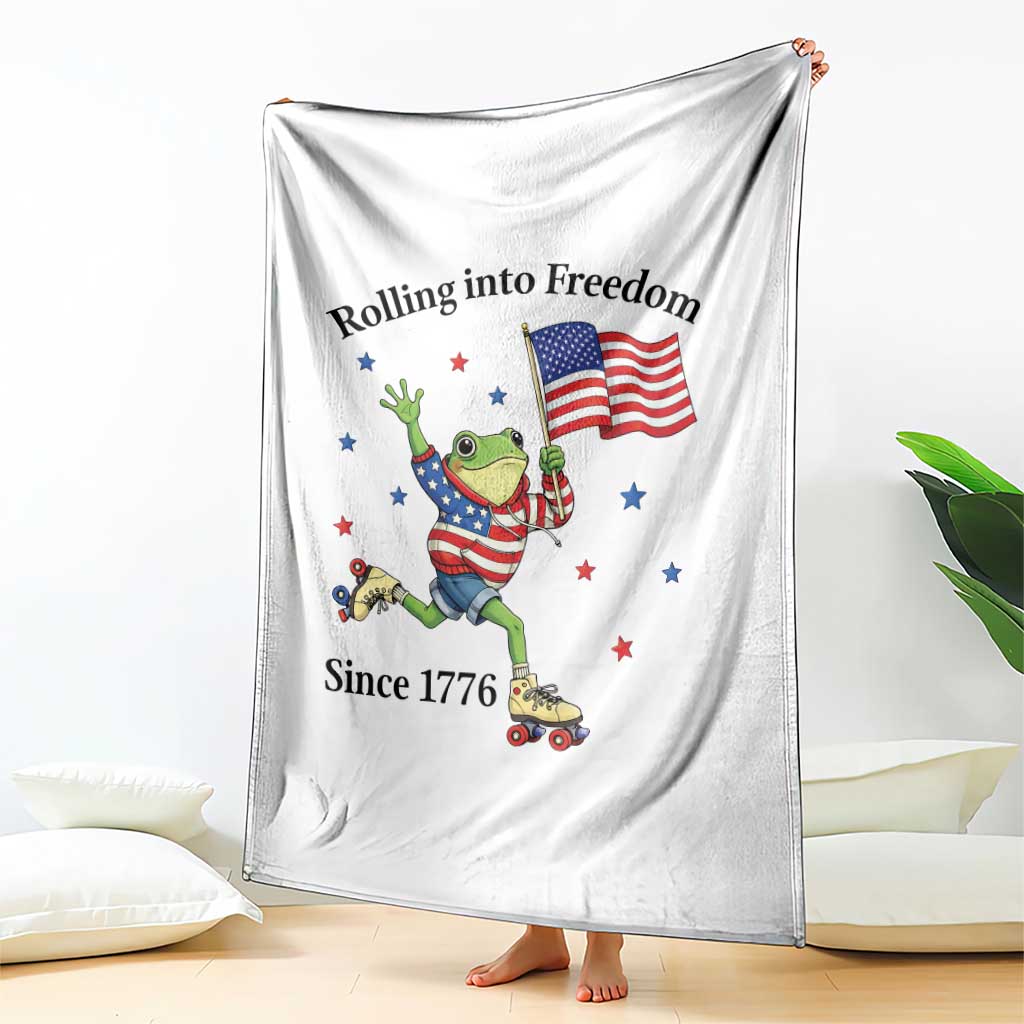 Funny Patriotic Frog Throw Blanket Rolling Into Freedom Since 1776