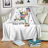 Funny Patriotic Frog Throw Blanket Rolling Into Freedom Since 1776