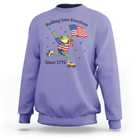 Funny Patriotic Frog Sweatshirt Rolling Into Freedom Since 1776