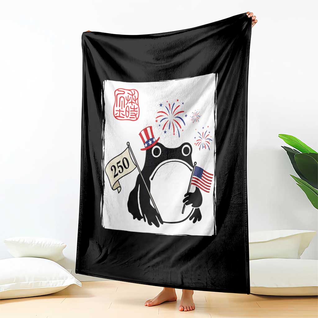 Funny Patriotic Grumpy Frog 250th Anniversary USA Throw Blanket
