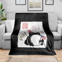 Funny Patriotic Grumpy Frog 250th Anniversary USA Throw Blanket