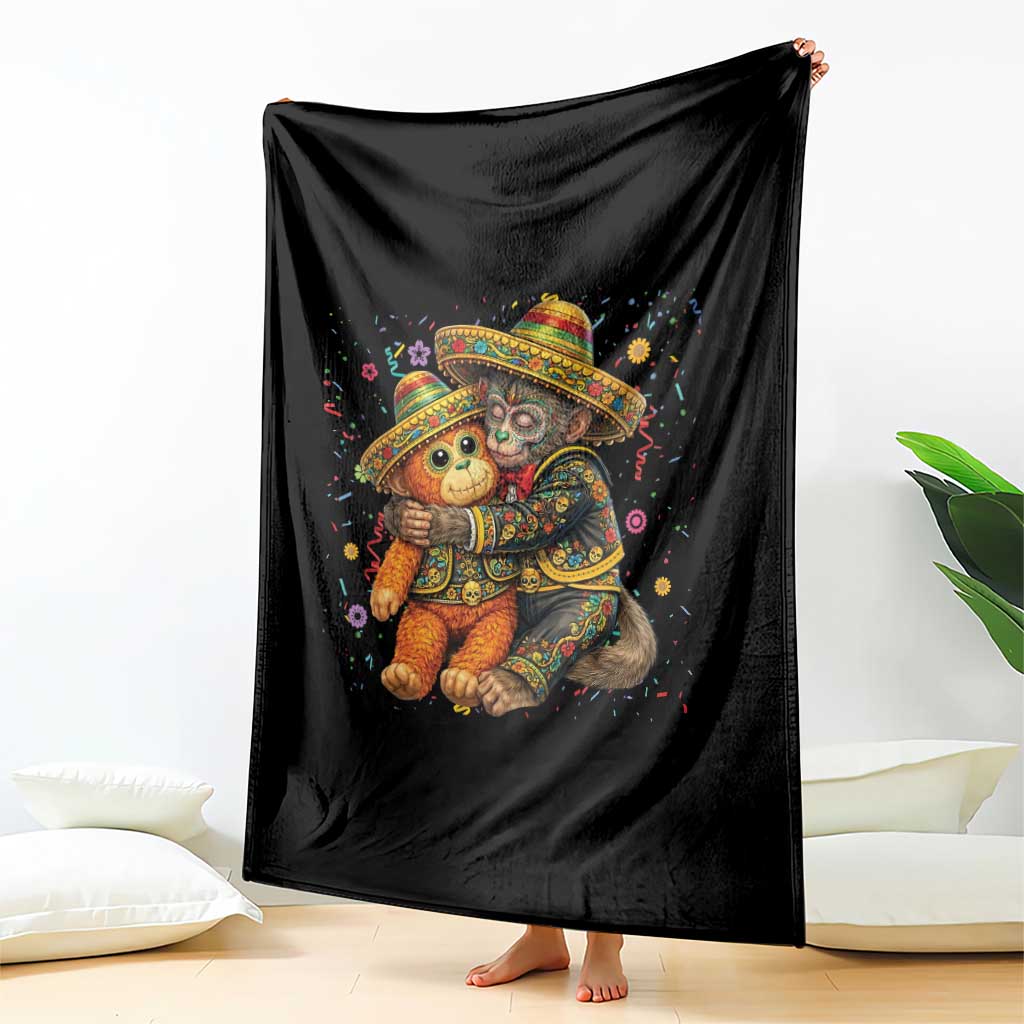 Funny Punch Baby Monkey Cinco De Mayo Throw Blanket Mexican Fiesta Gift