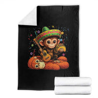 Cute Punch Baby Monkey Cinco De Mayo Throw Blanket Funny Animal Gift