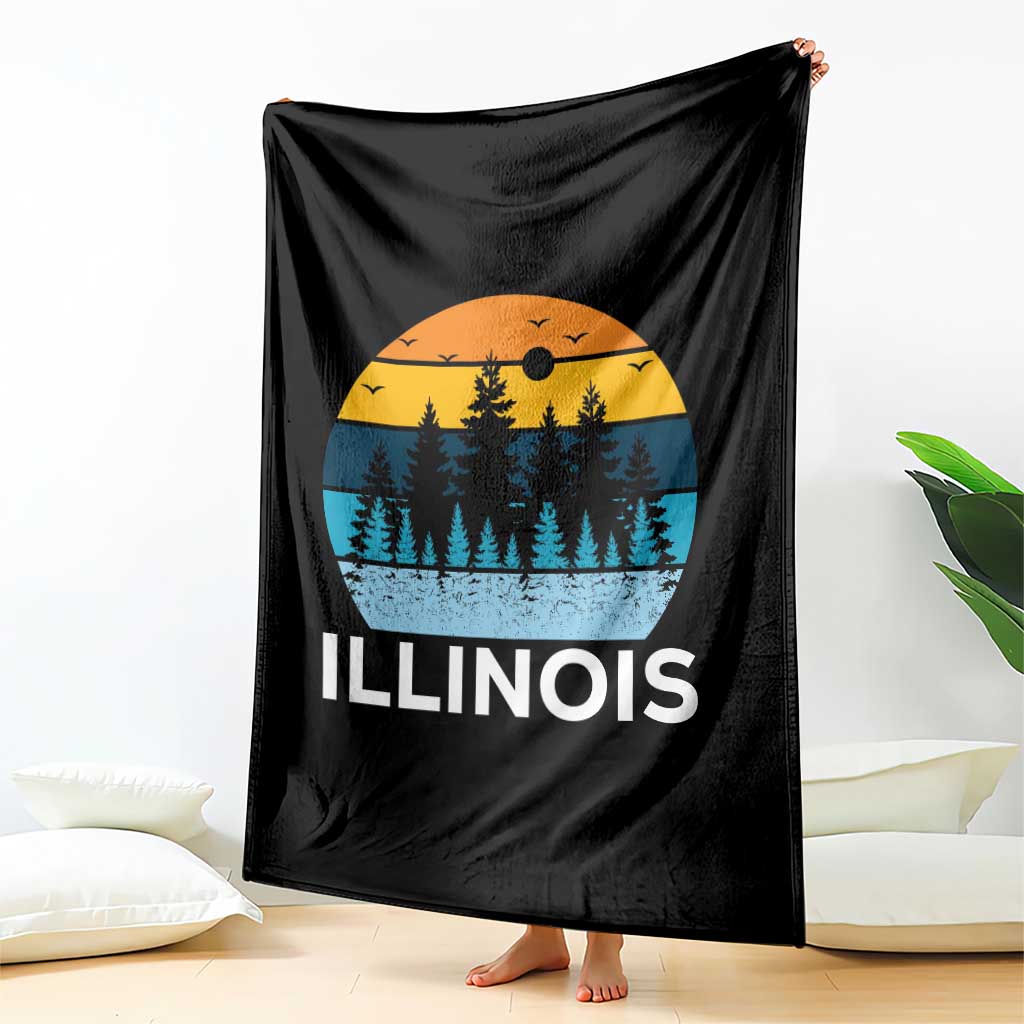 Vintage Illinois Mountain Forest Throw Blanket Nature Adventure Gift
