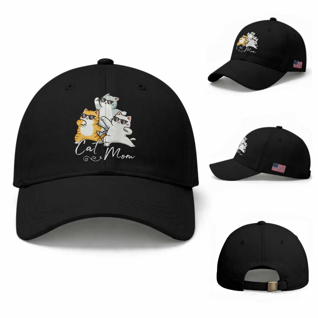 Cat Mom Baseball Cap Three Cool Cats with Sunglasses