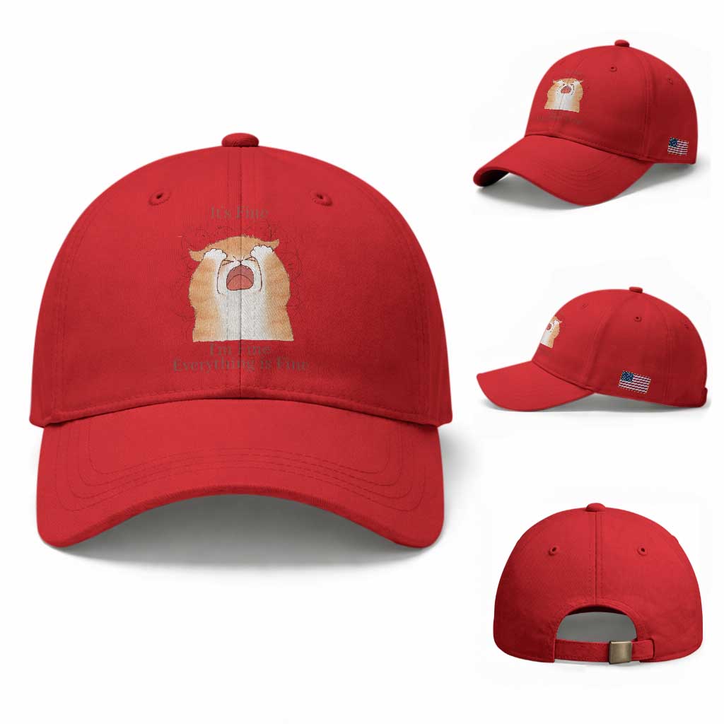 Its Fine I am Fine Everything is Fine Funny Cat Lover Baseball Cap