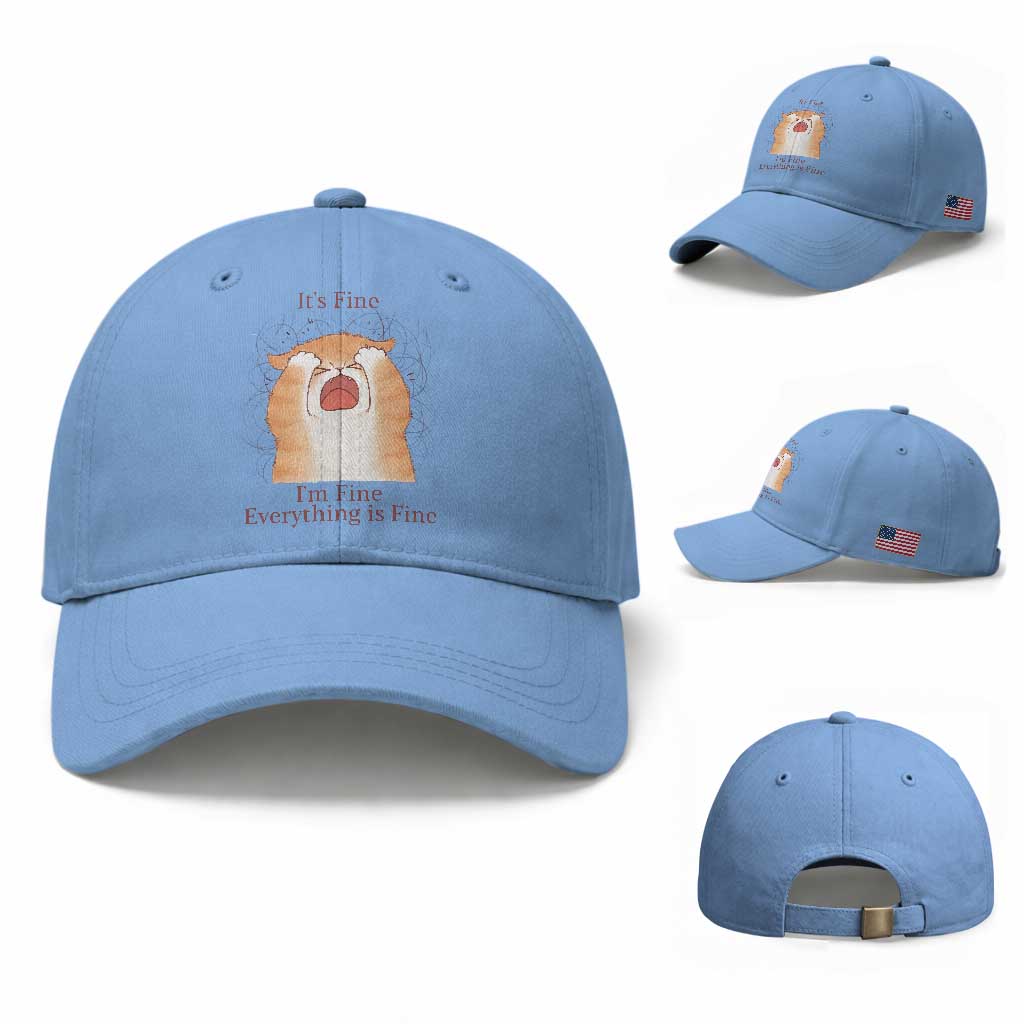 Its Fine I am Fine Everything is Fine Funny Cat Lover Baseball Cap