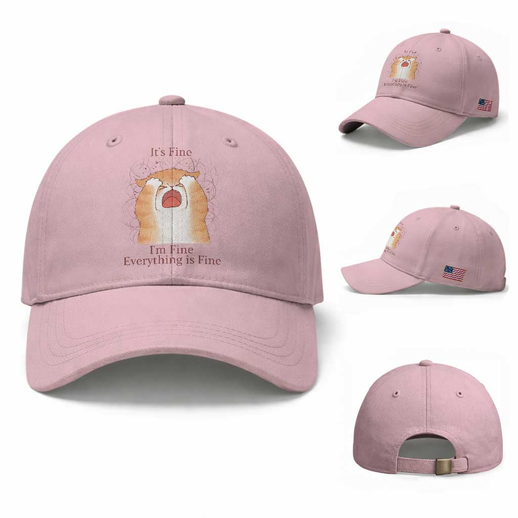 Its Fine I am Fine Everything is Fine Funny Cat Lover Baseball Cap