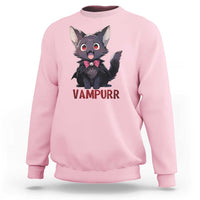 Halloween Black Vampire Cat Sweatshirt Vampurr Cute Kitty Lover - Wonder Print Shop