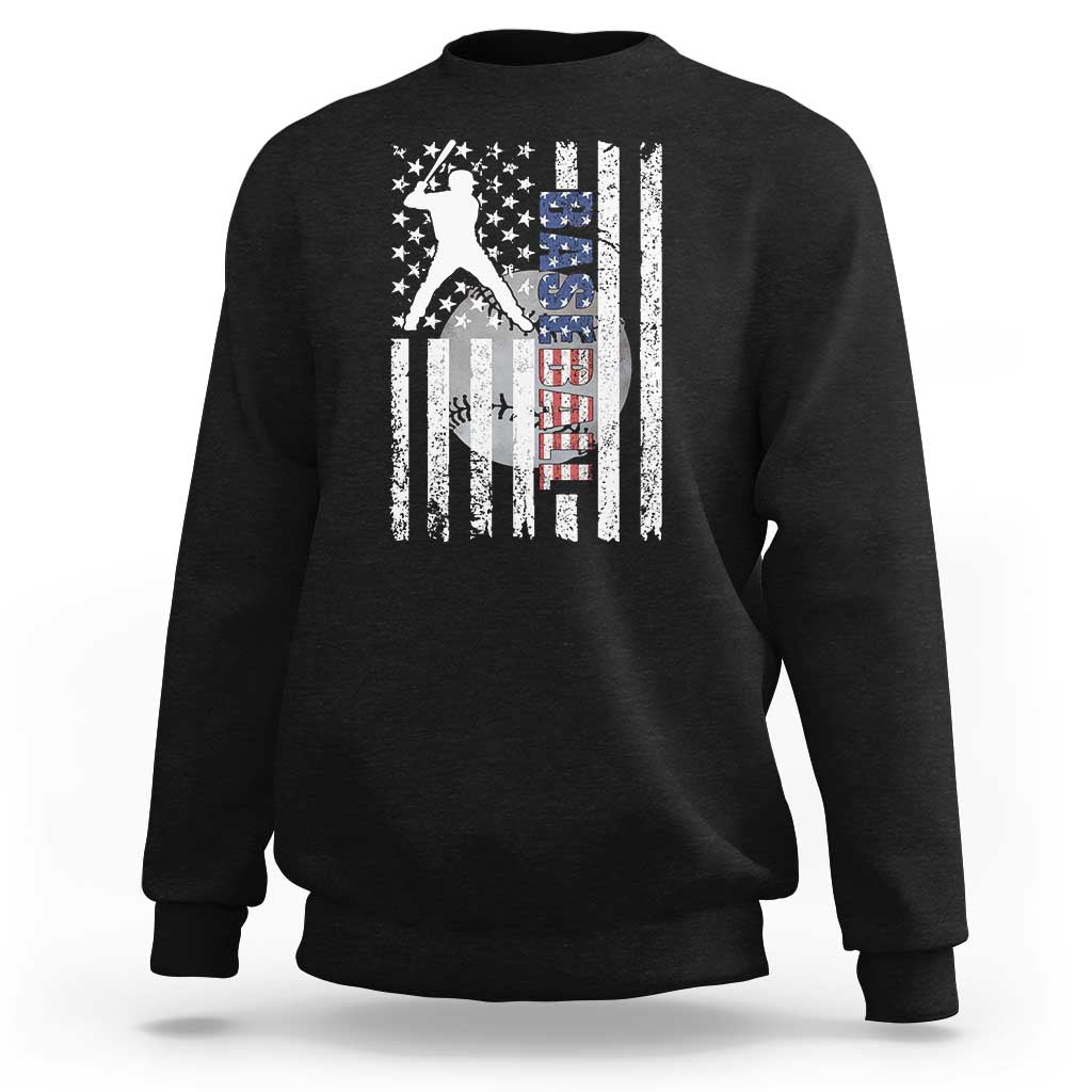 Patriotic Baseball Lover Sweatshirt USA American Flag Gift - Wonder Print Shop
