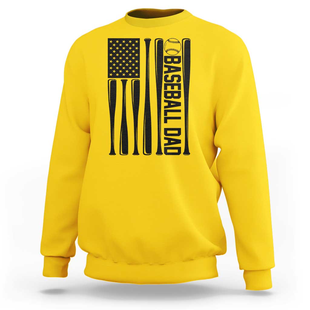 Baseball Dad Patriotic Sweatshirt USA American Flag Gift - Wonder Print Shop