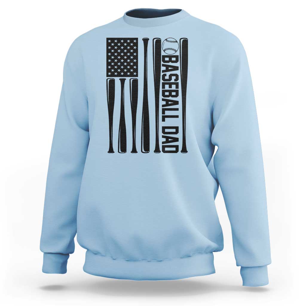 Baseball Dad Patriotic Sweatshirt USA American Flag Gift - Wonder Print Shop
