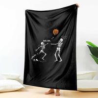 Funny Halloween Skeleton Lost Pumpkin Balloon Meme Throw Blanket