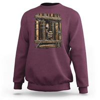 Gothic Haunted Library Sweatshirt Skull In Bookshelf Dark Academia