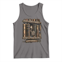 Gothic Haunted Library Tank Top Skull In Bookshelf Dark Academia